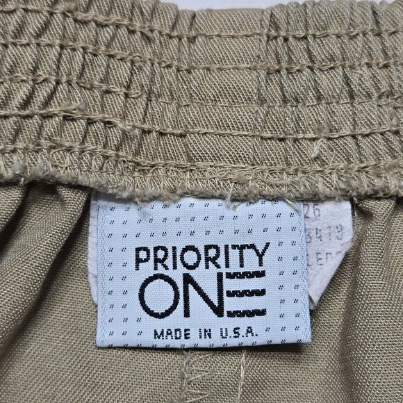 Vintage Priority One Pants Womens 26 Khaki Brown Elastic Waist Workwear Pleated - Picture 13 of 14